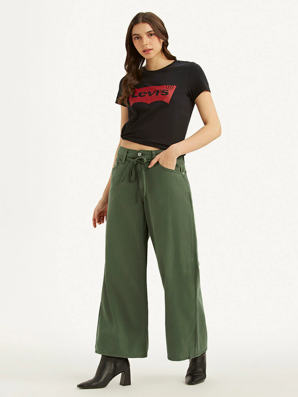 Women's Green XL Straight Fit Mid Rise Jeans