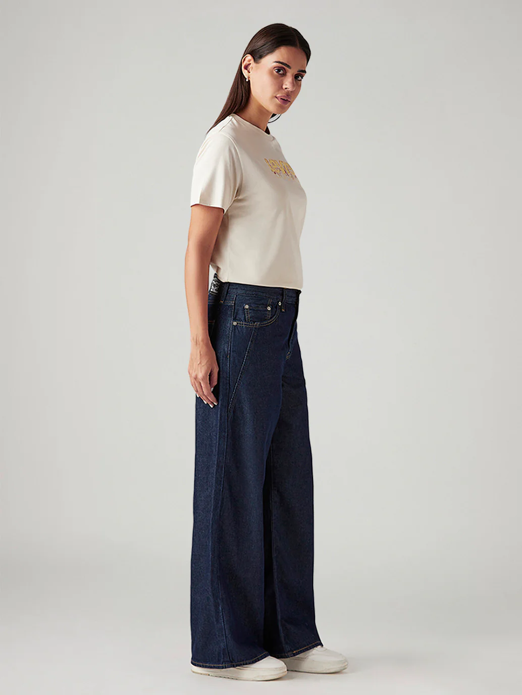 Women's Dark Indigo Loose Fit Mid Rise Jeans - Image 5
