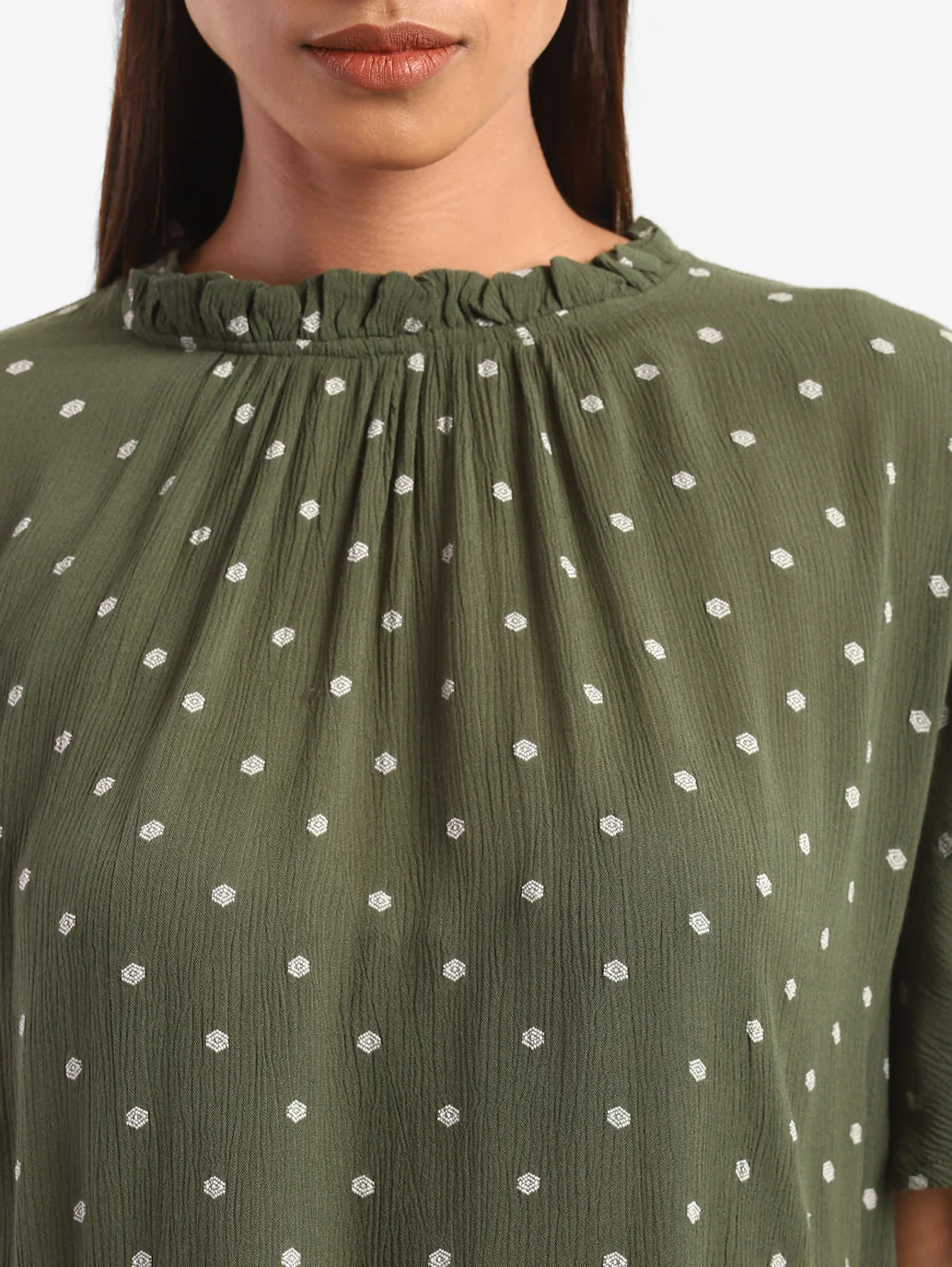Women's All Over Print Band Neck Top - Image 4