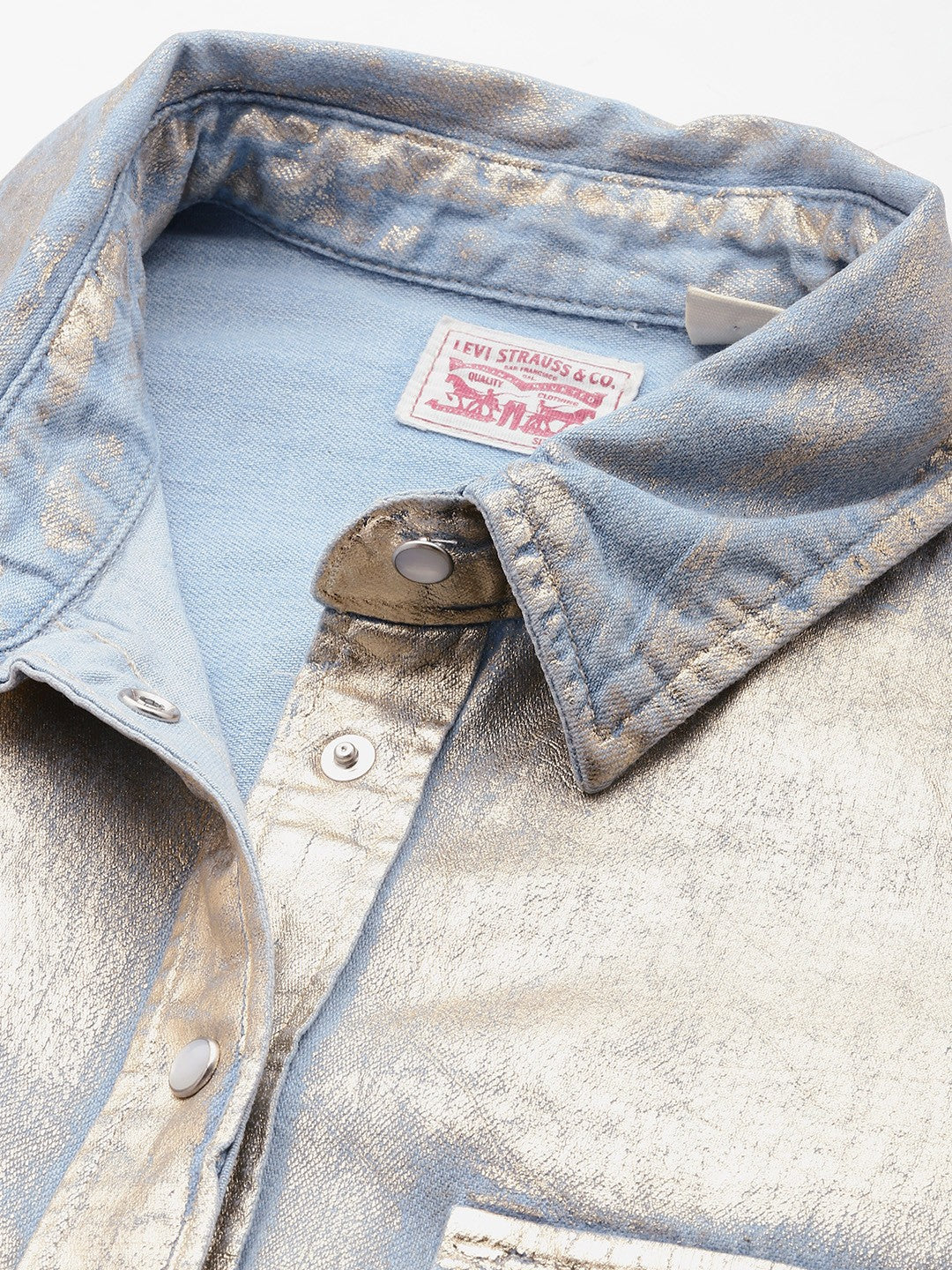 Women's Printed Regular Fit Denim Shirt - Image 2