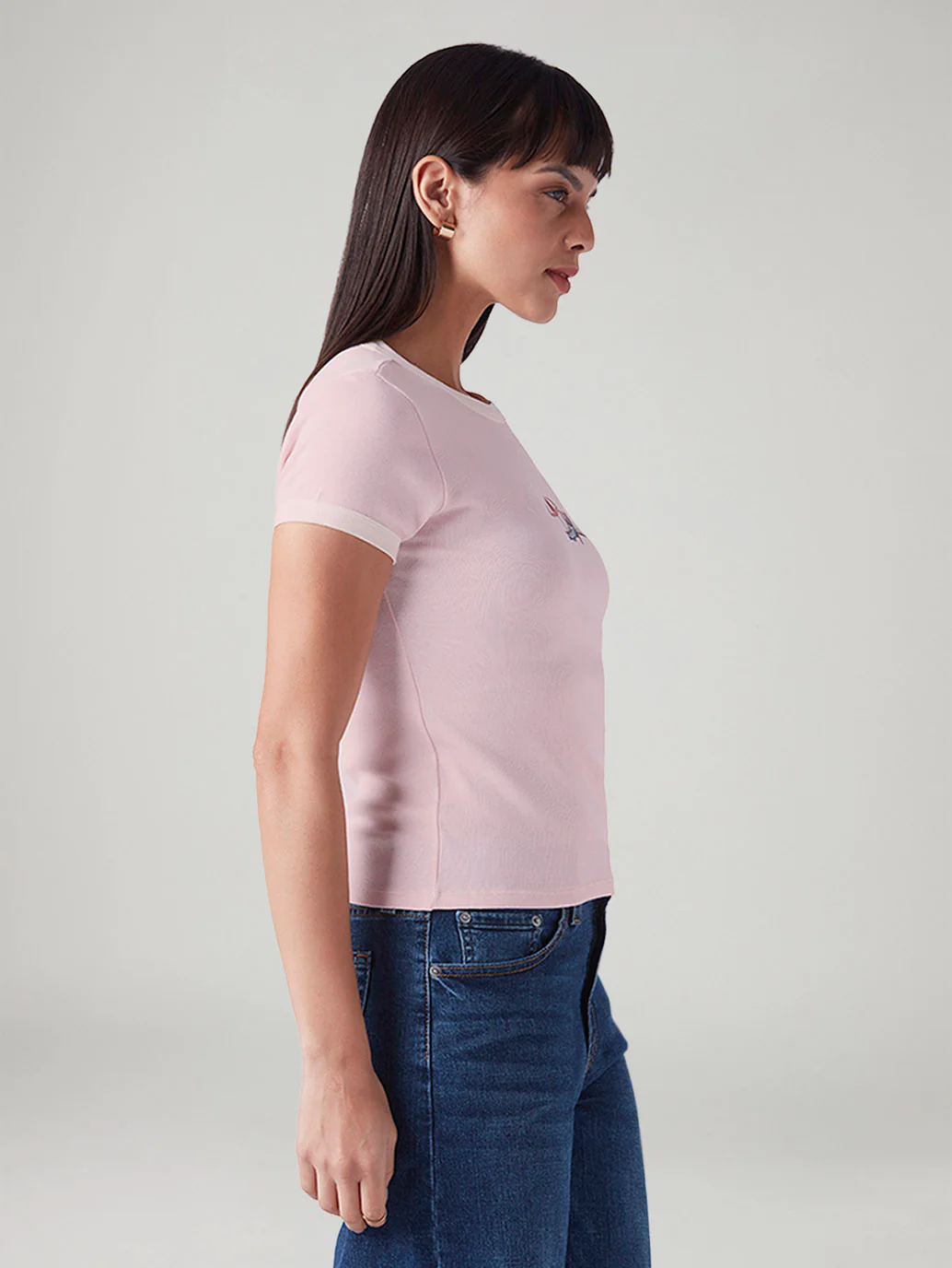 Women's Printed Slim Fit Ribbed T-Shirt - Image 5