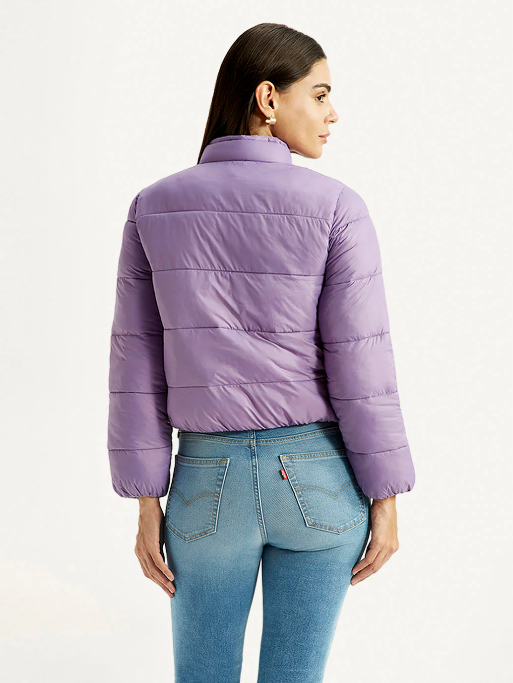 Women's Quilted Purple Puffer Jacket - Image 4