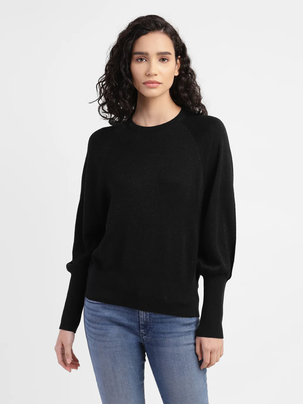 Women's Red loop Metallic Solid Sweater - Image 2