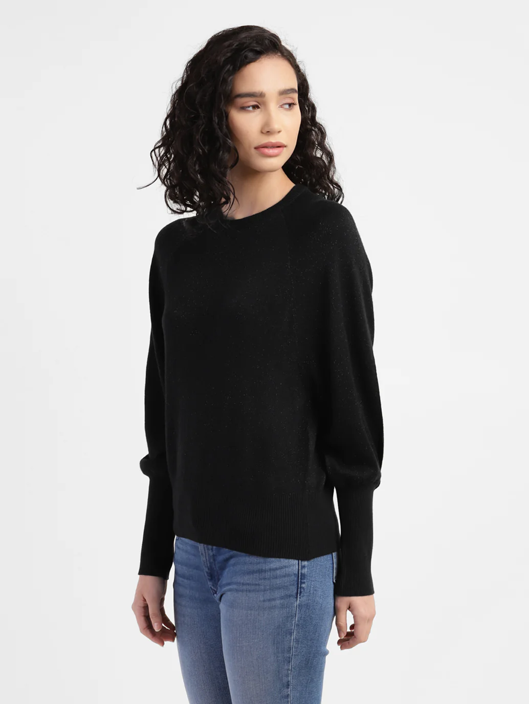 Women's Red loop Metallic Solid Sweater - Image 4