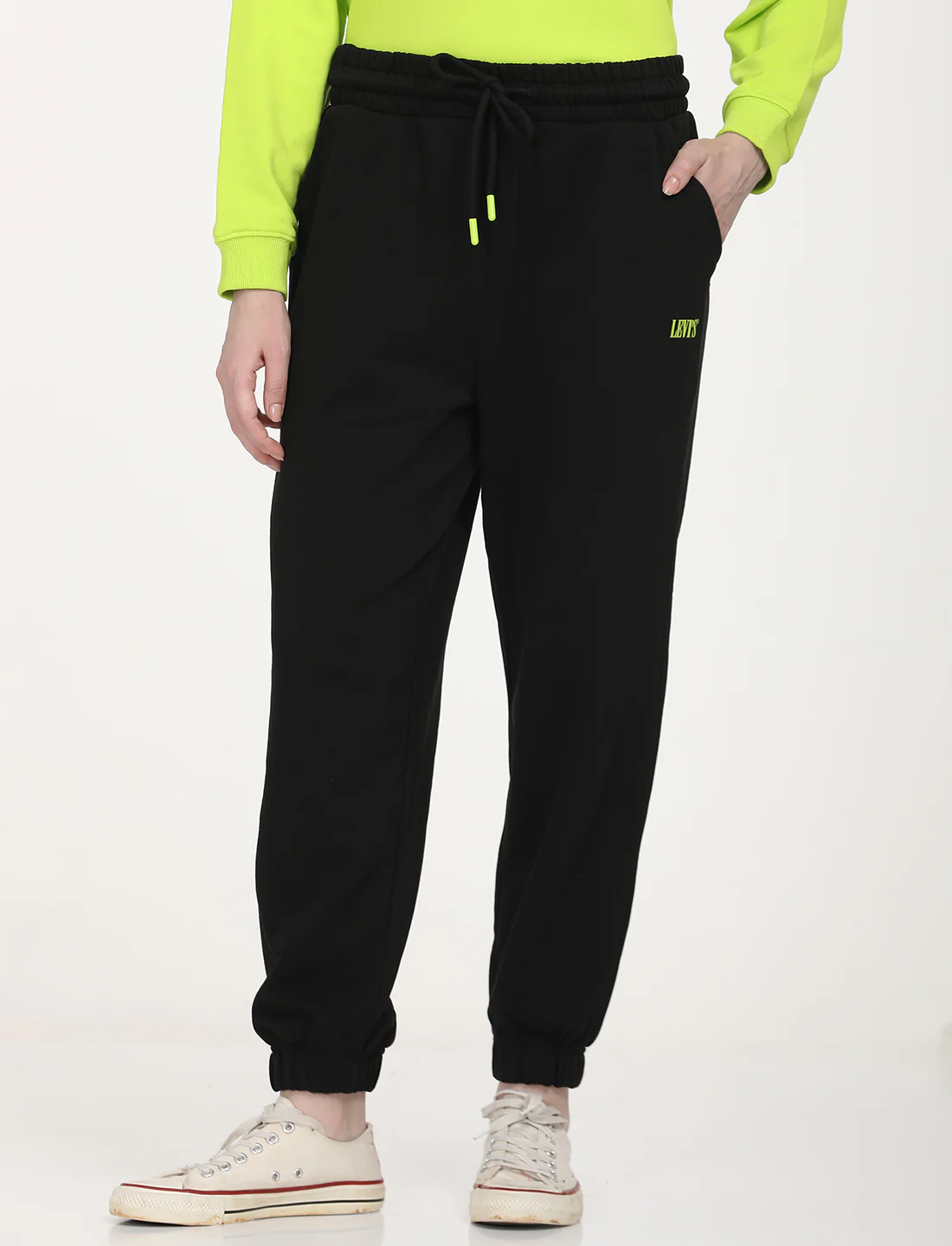 Women's Regular Fit Black Joggers - Image 2