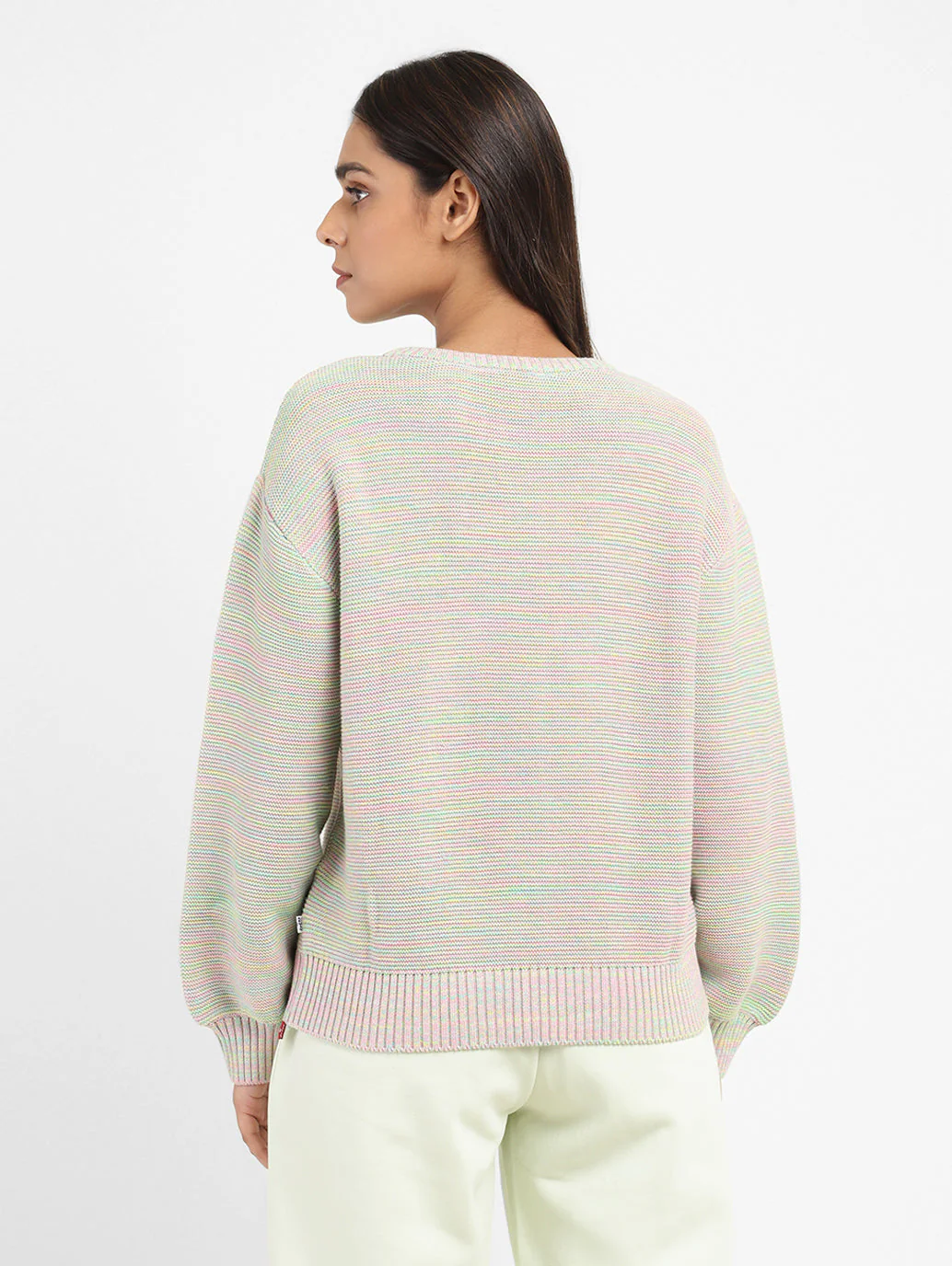 Women's Self Design Beige Crew Neck Sweatshirt - Image 3