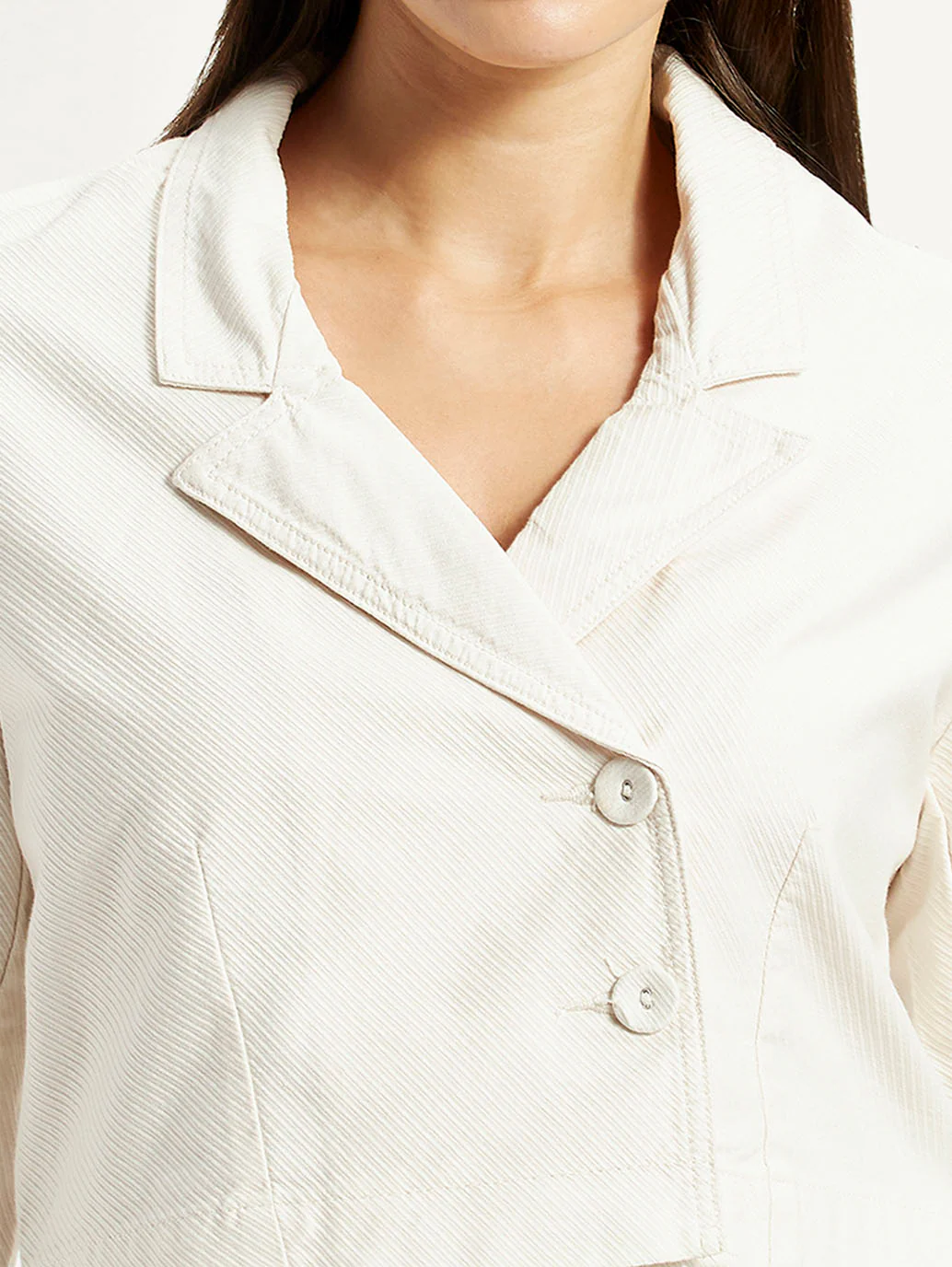 Women's Self Design Off-White Stylised Jacket - Image 3