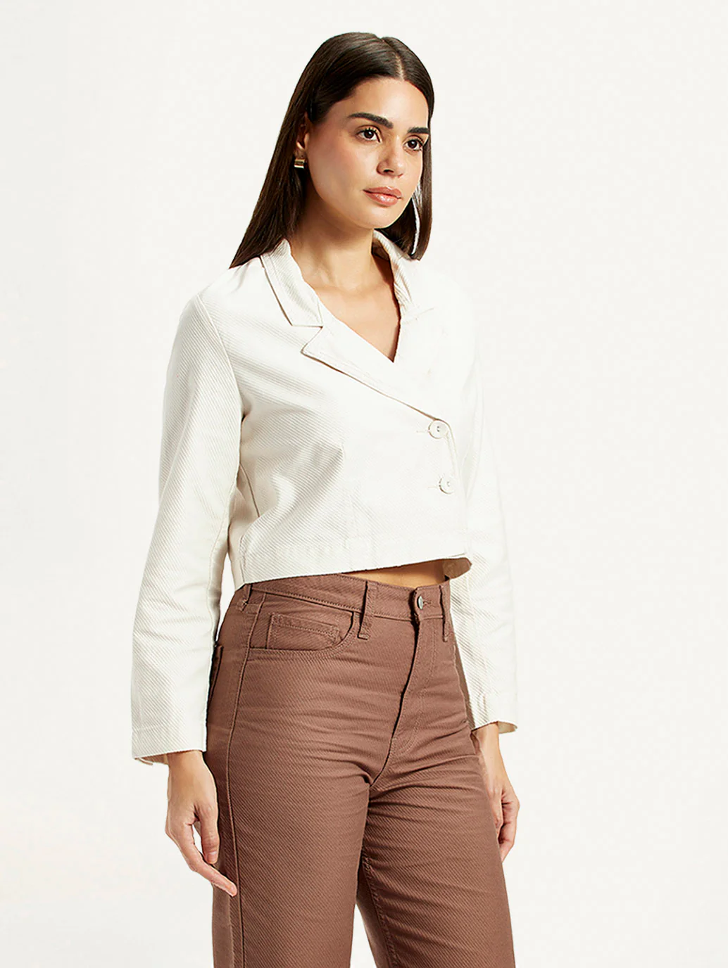 Women's Self Design Off-White Stylised Jacket - Image 4