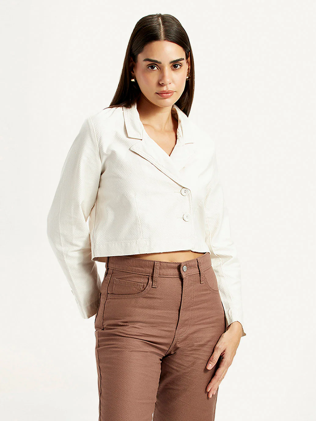 Women's Self Design Off-White Stylised Jacket - Image 5