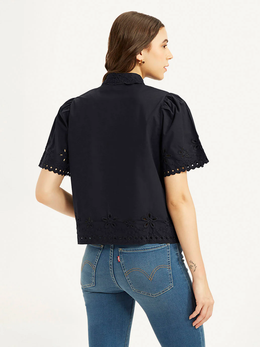 Women's Self Design Spread Collar Shirt - Image 3
