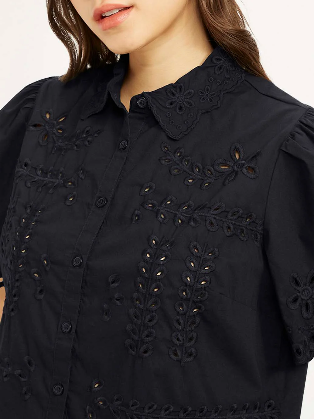 Women's Self Design Spread Collar Shirt - Image 4