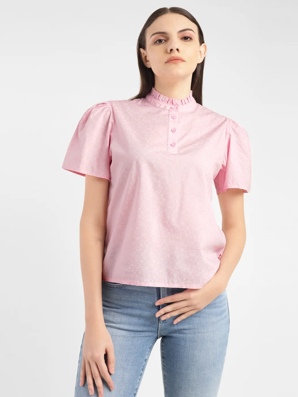 Women's Self Pink Band Neck Top - Image 6