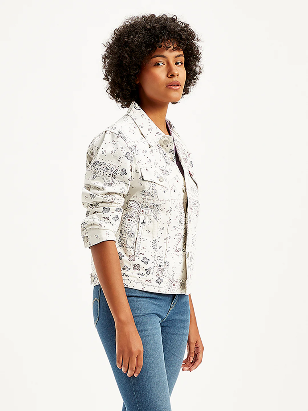 Women's Printed White Jacket - Image 3