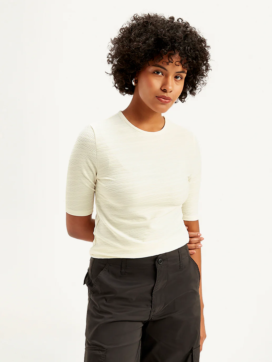 Women's Textured Crew Neck Top - Image 2