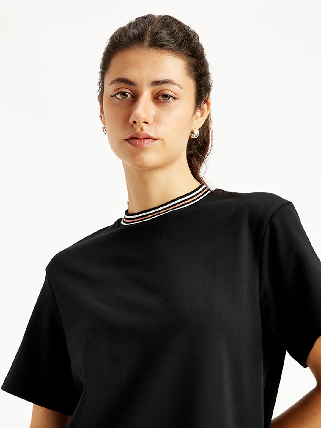 Women's Solid Black Crew Neck Dress - Image 5