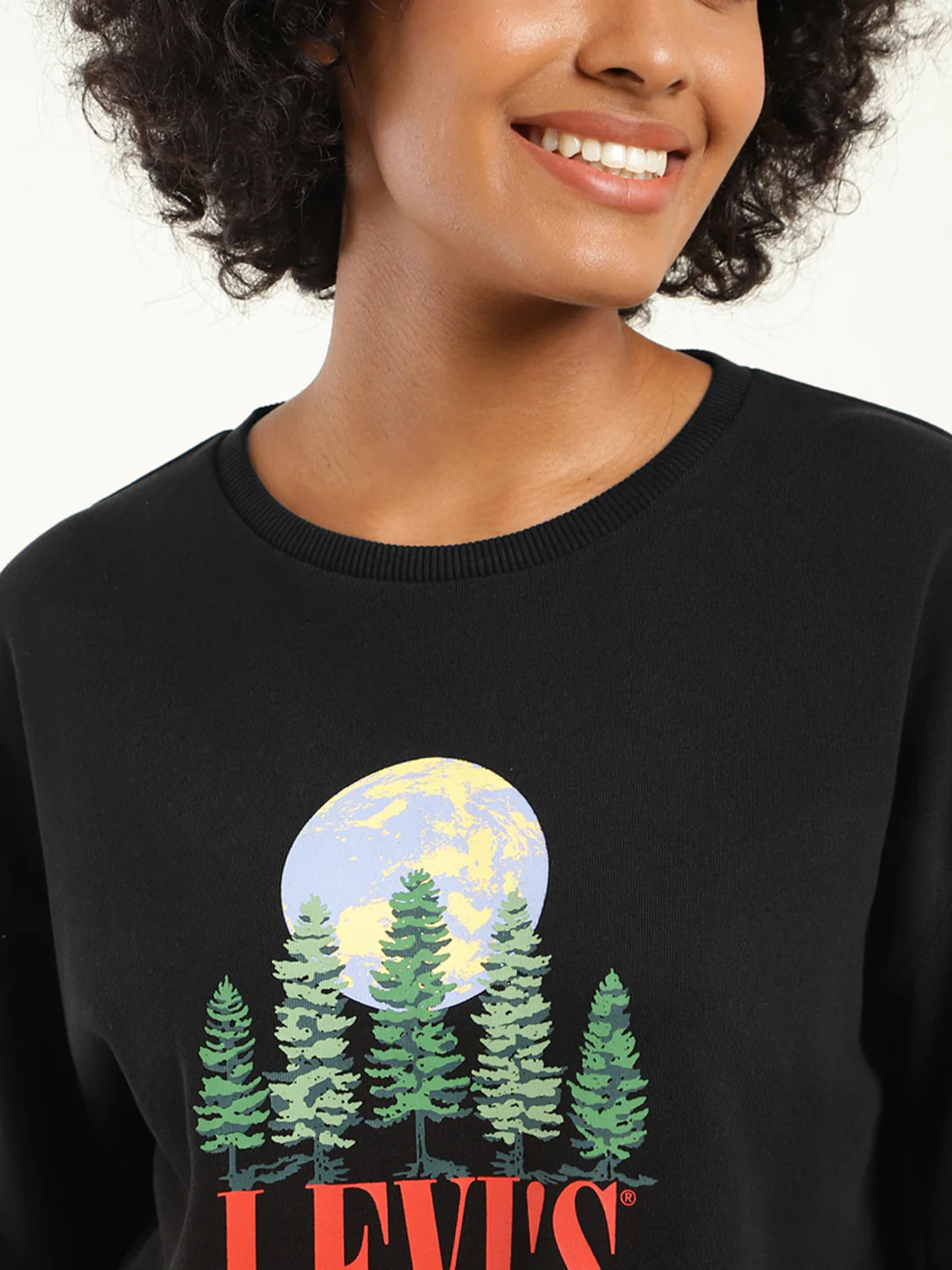 Women's Graphic Black Crew Neck Sweatshirt - Image 5