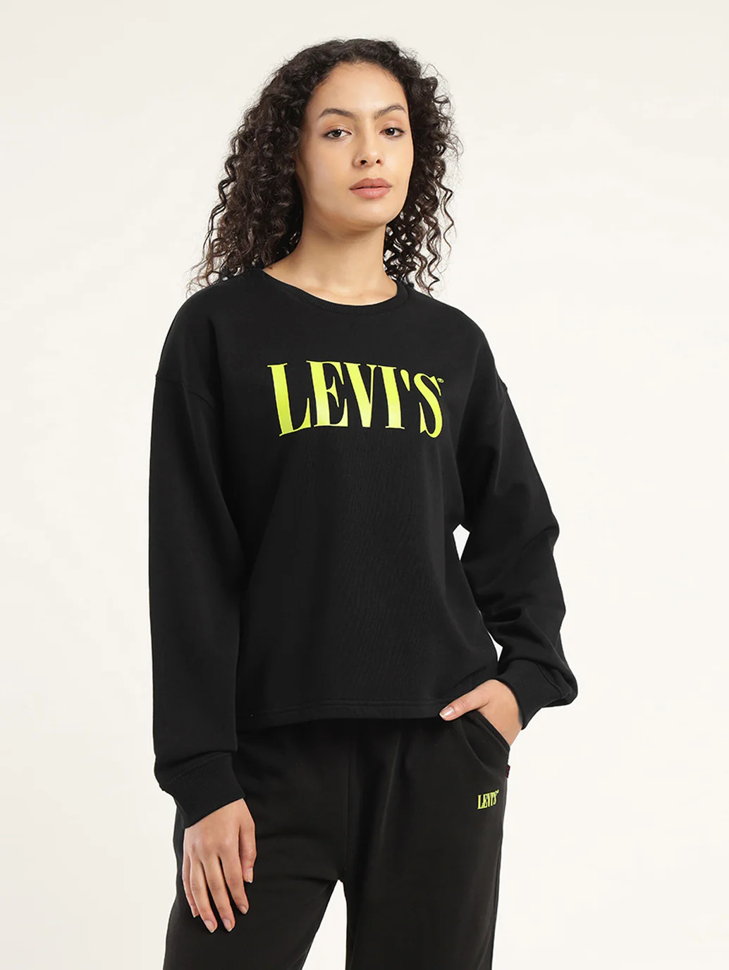 Women's Brand Logo Black Crew Neck Sweatshirt - Image 2