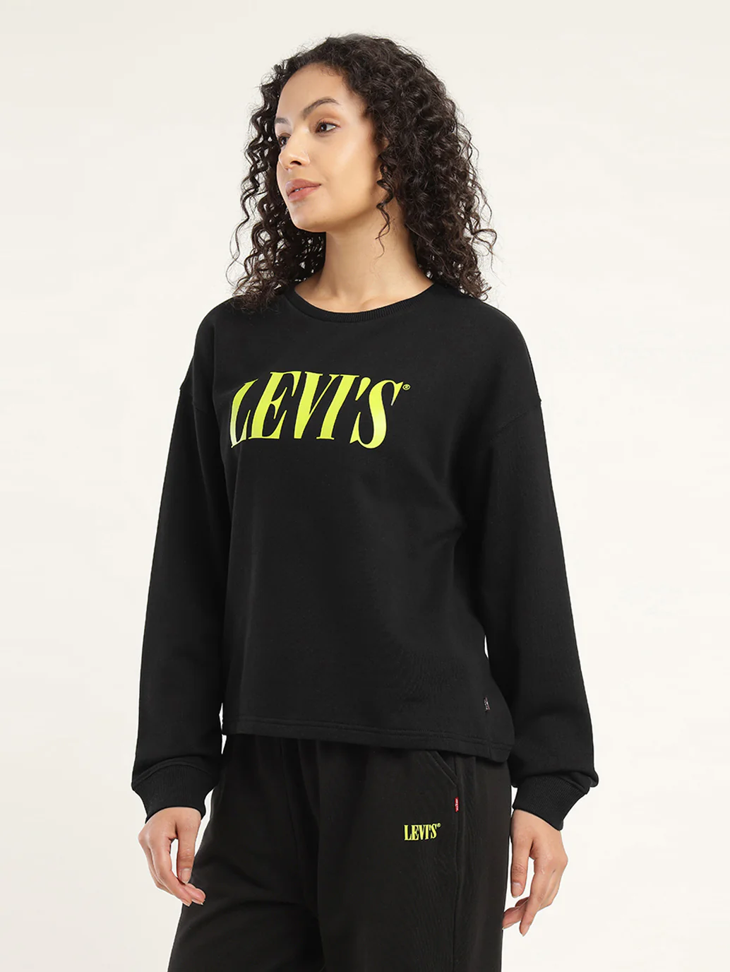 Women's Brand Logo Black Crew Neck Sweatshirt - Image 5