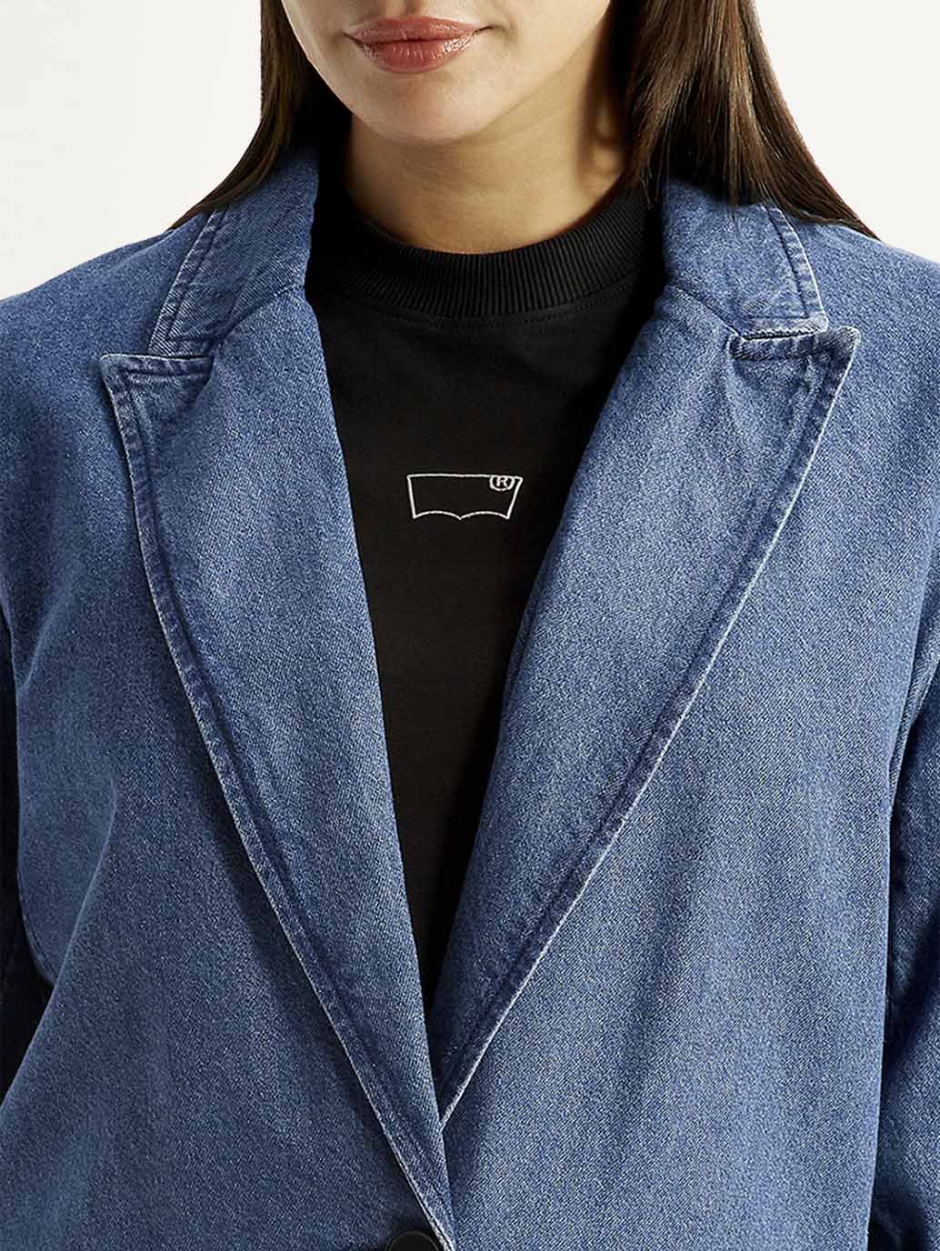 Women's Solid Blue Blazer - Image 4