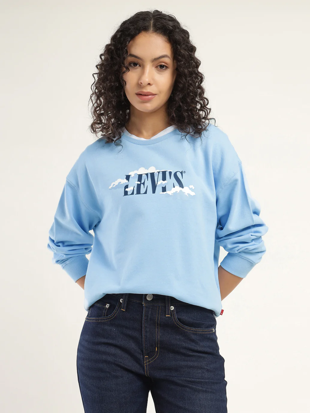 Women's Graphic Blue Crew Neck Sweatshirt
