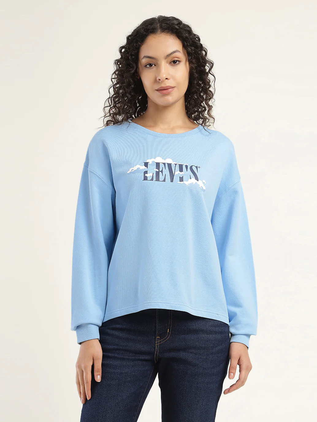 Women's Graphic Blue Crew Neck Sweatshirt - Image 2