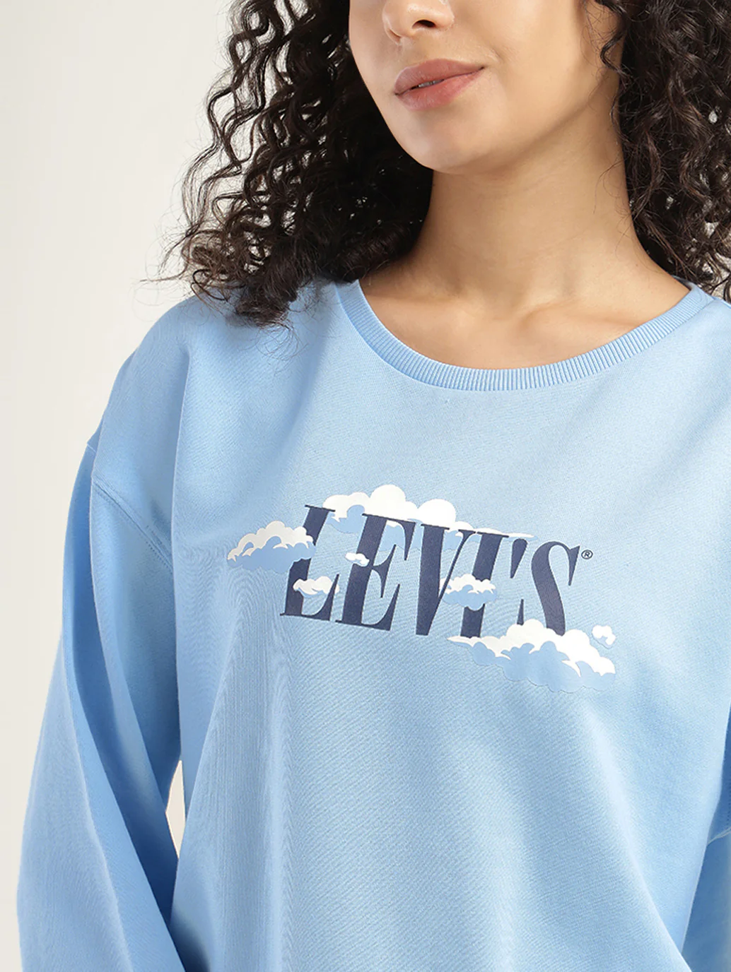 Women's Graphic Blue Crew Neck Sweatshirt - Image 4