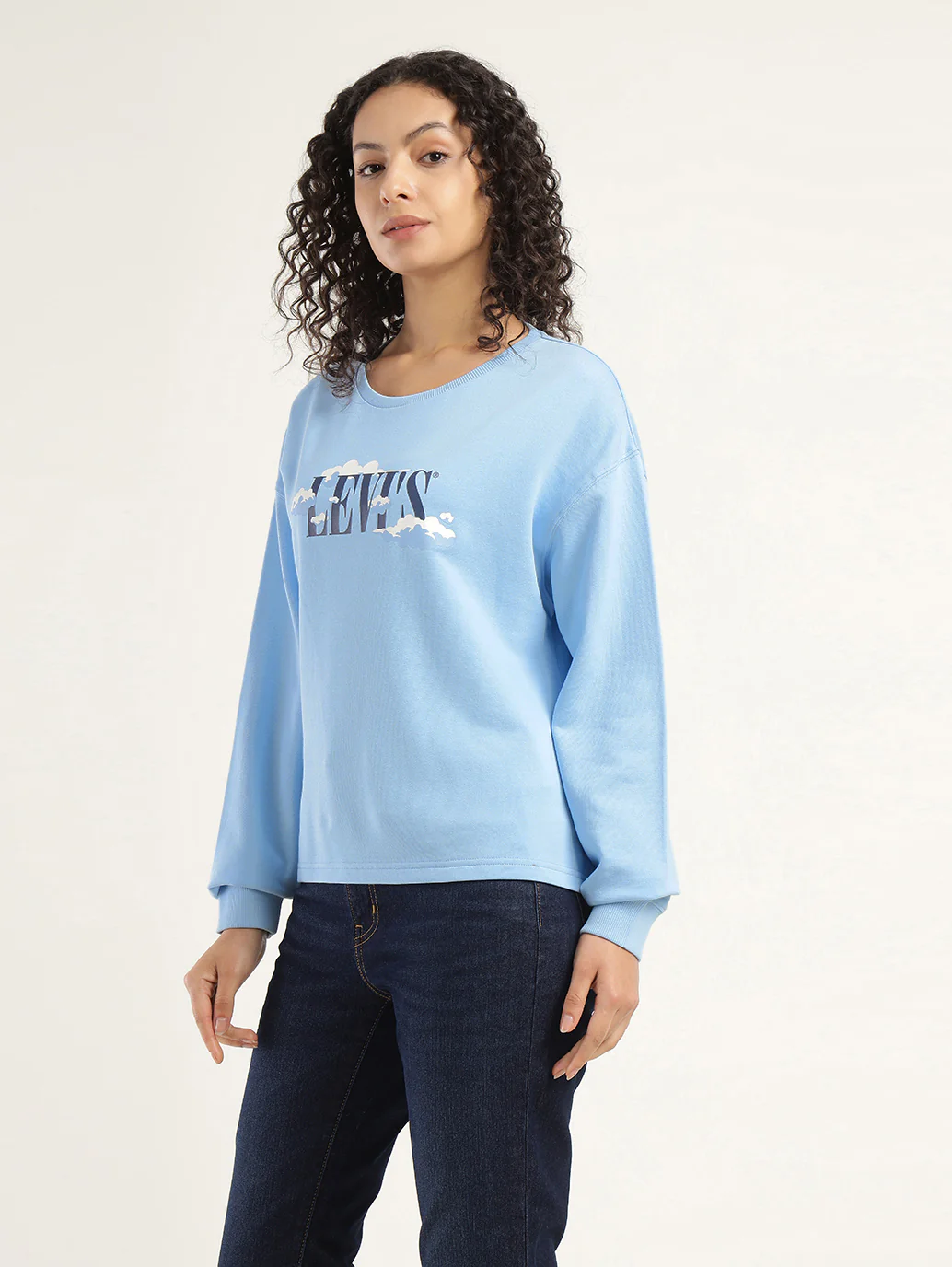 Women's Graphic Blue Crew Neck Sweatshirt - Image 5