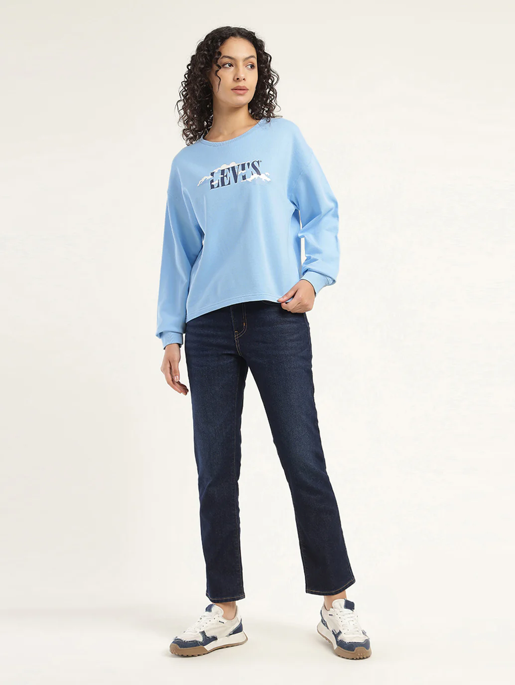 Women's Graphic Blue Crew Neck Sweatshirt - Image 6