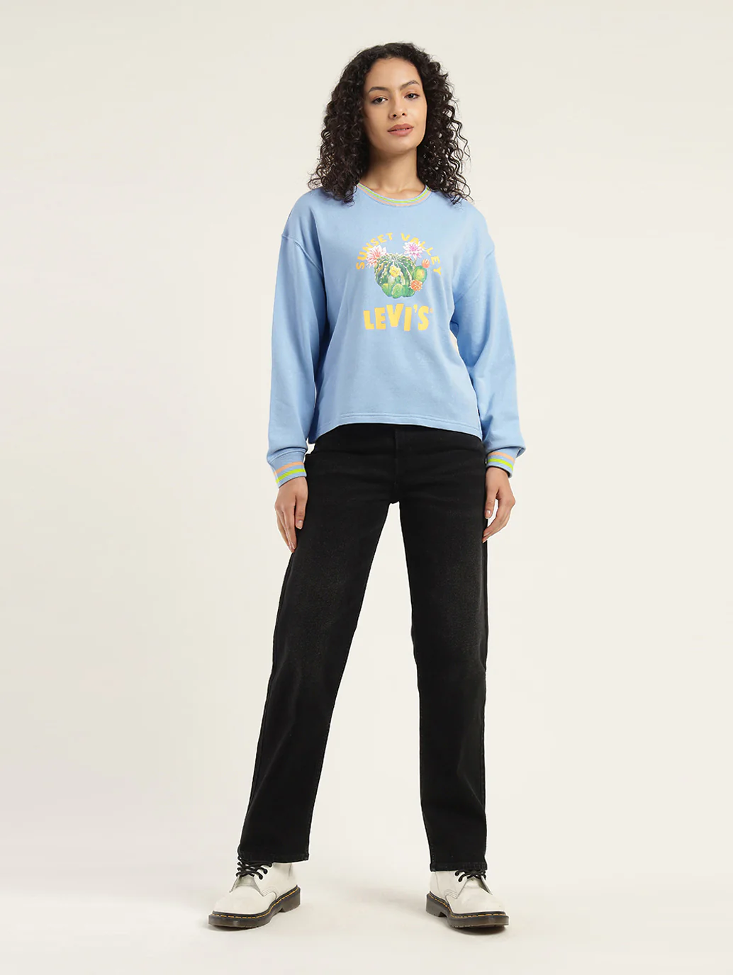 Women's Graphic Blue Crew Neck Sweatshirt - Image 6