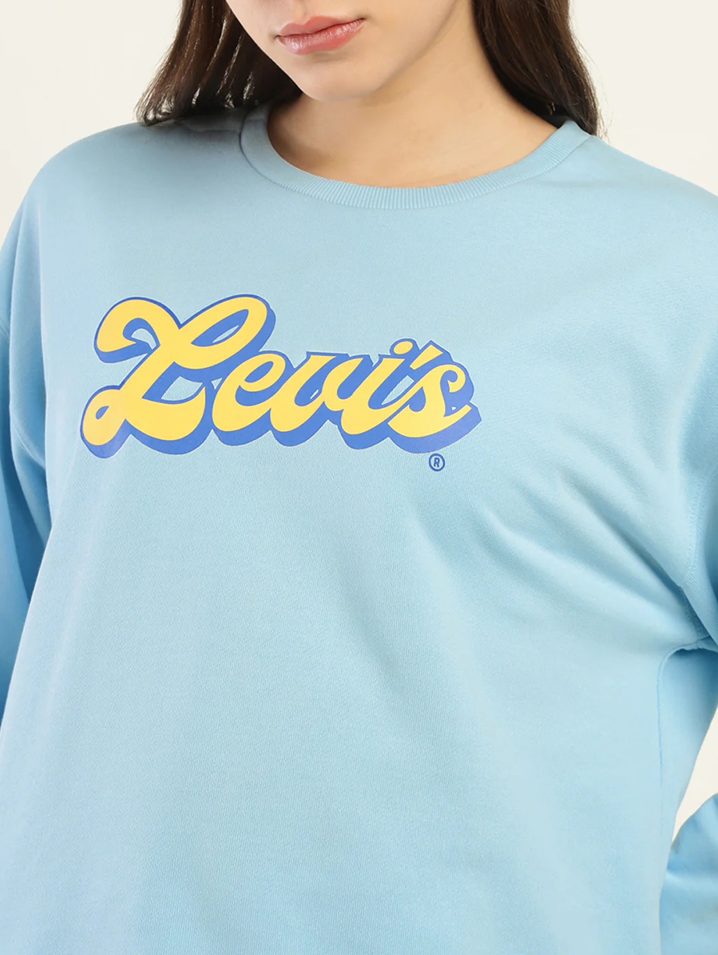 Women's Brand Logo Blue Crew Neck Sweatshirt - Image 4