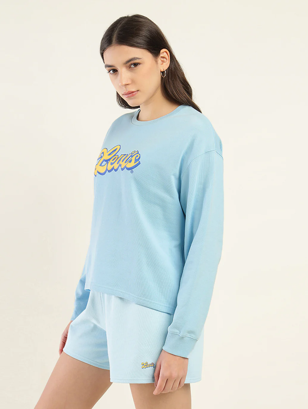 Women's Brand Logo Blue Crew Neck Sweatshirt - Image 5