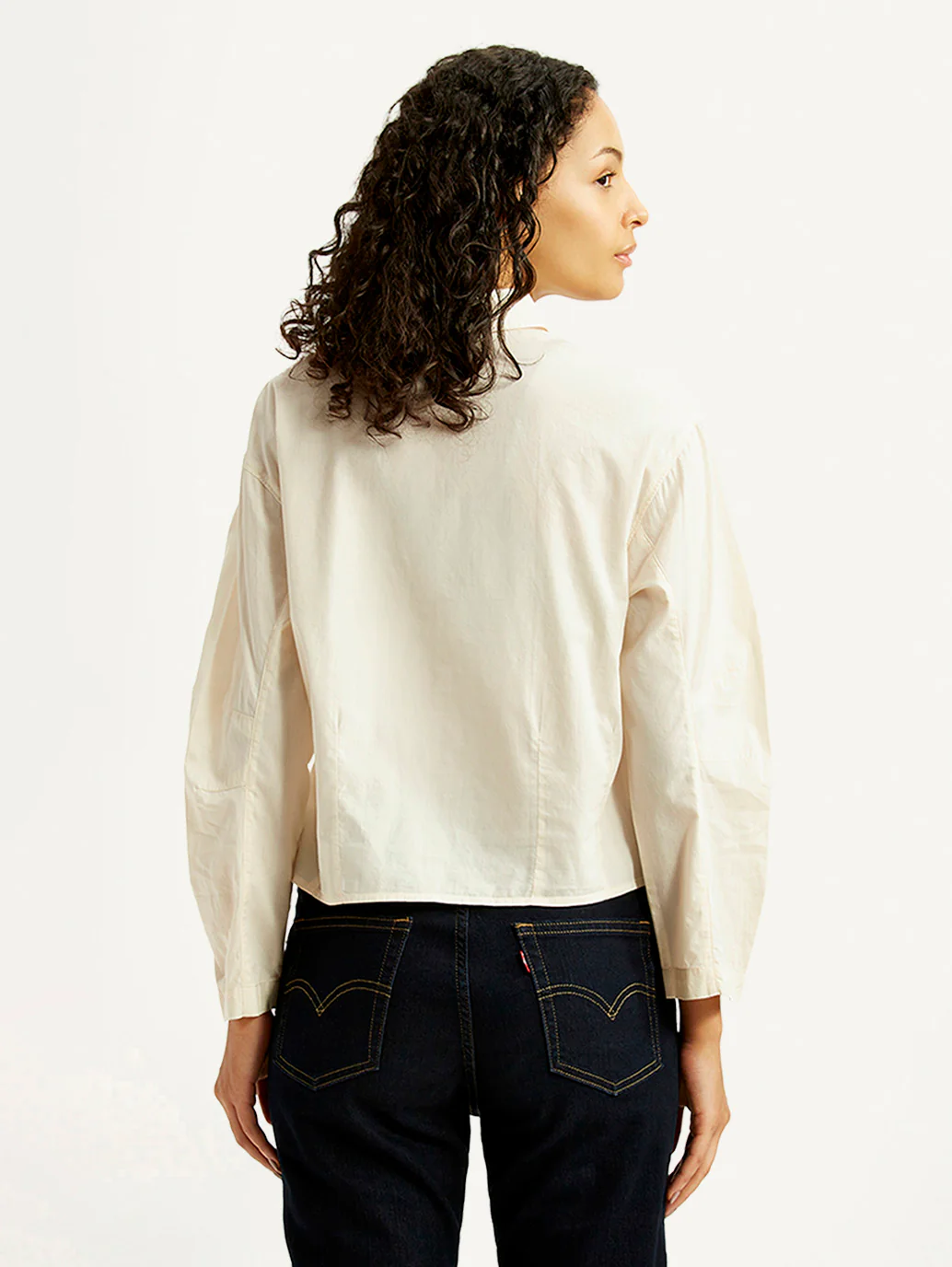 Women's Solid Cream Relaxed Fit Poplin Shirt - Image 2