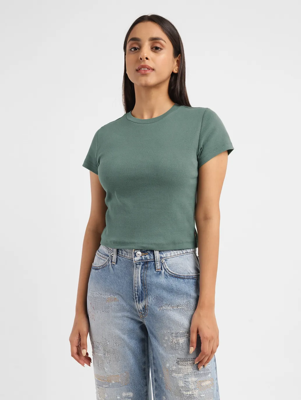 Women's Solid Crew Neck T-shirt - Image 2