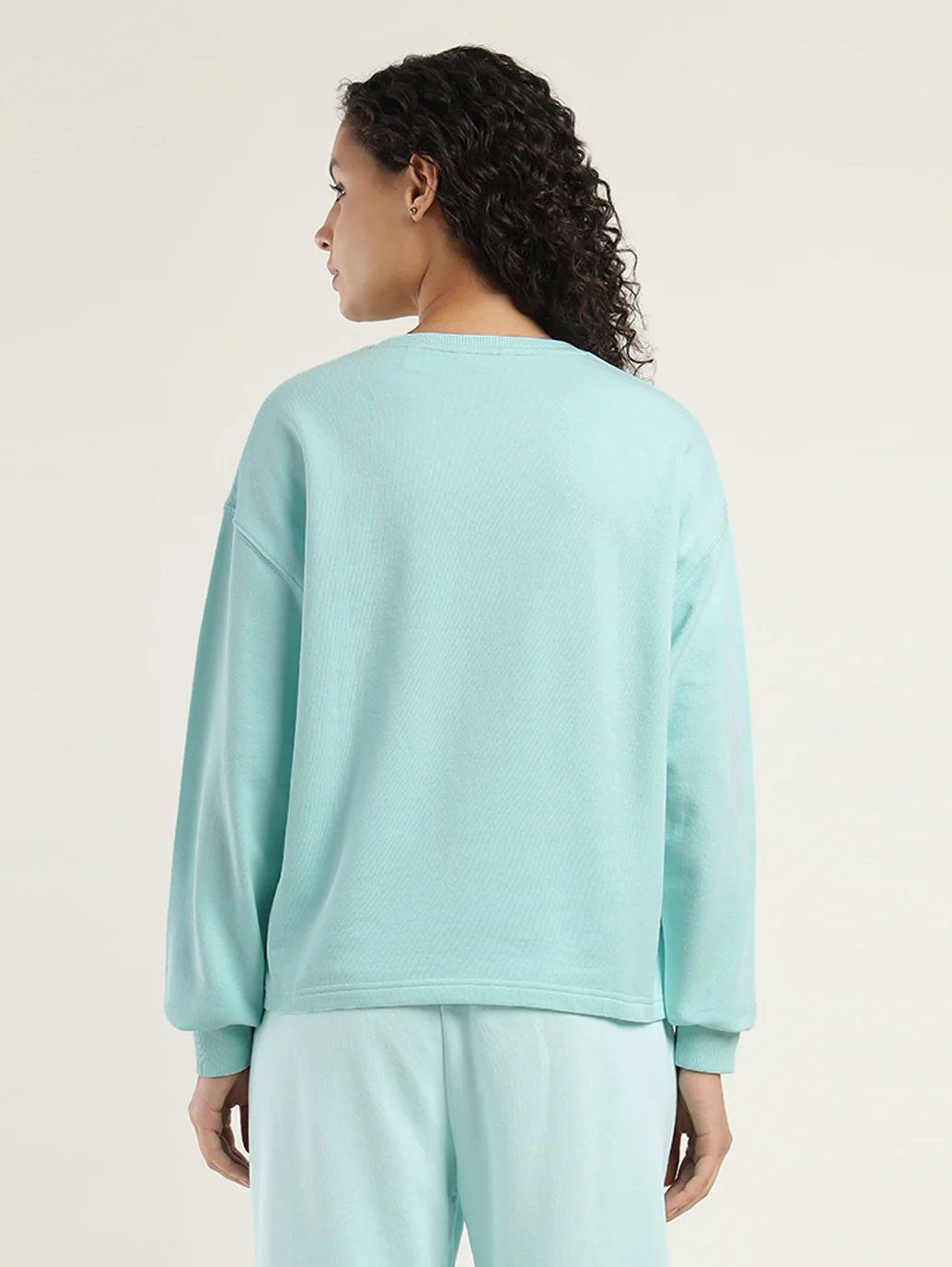 Women's Graphic Light Blue Crew Neck Sweatshirt - Image 3