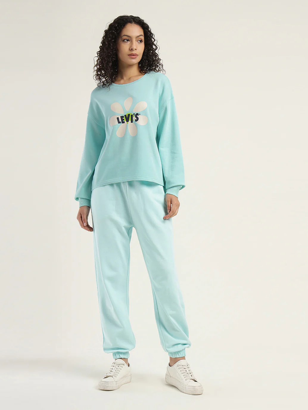 Women's Graphic Light Blue Crew Neck Sweatshirt - Image 6