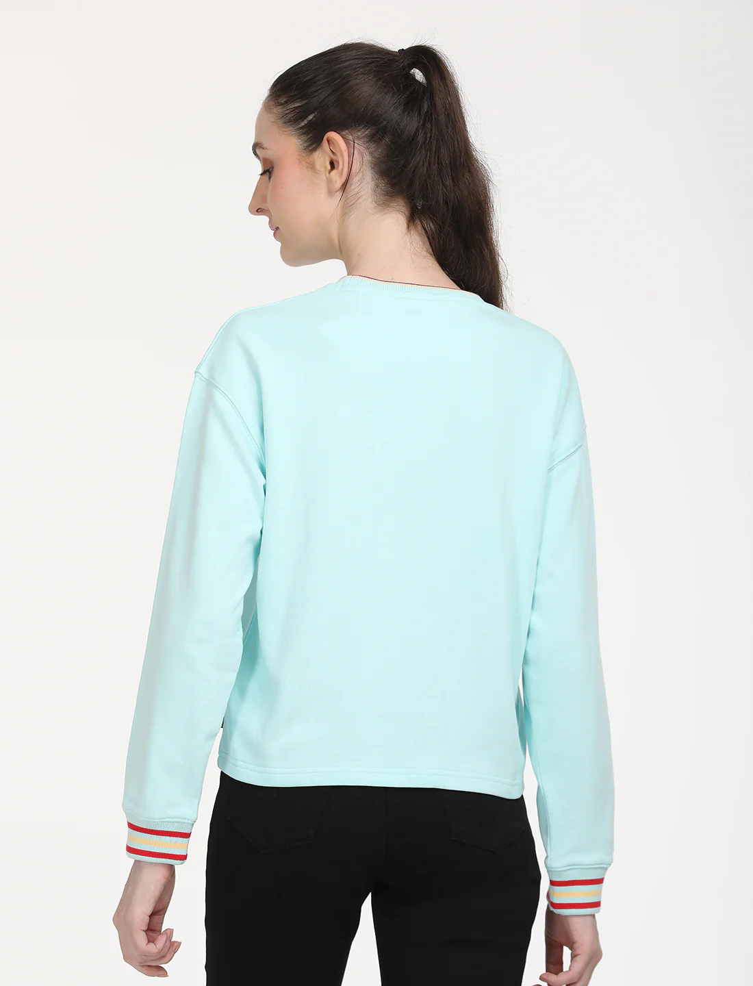 Women's Brand Logo Light Blue Crew Neck Sweatshirt - Image 3
