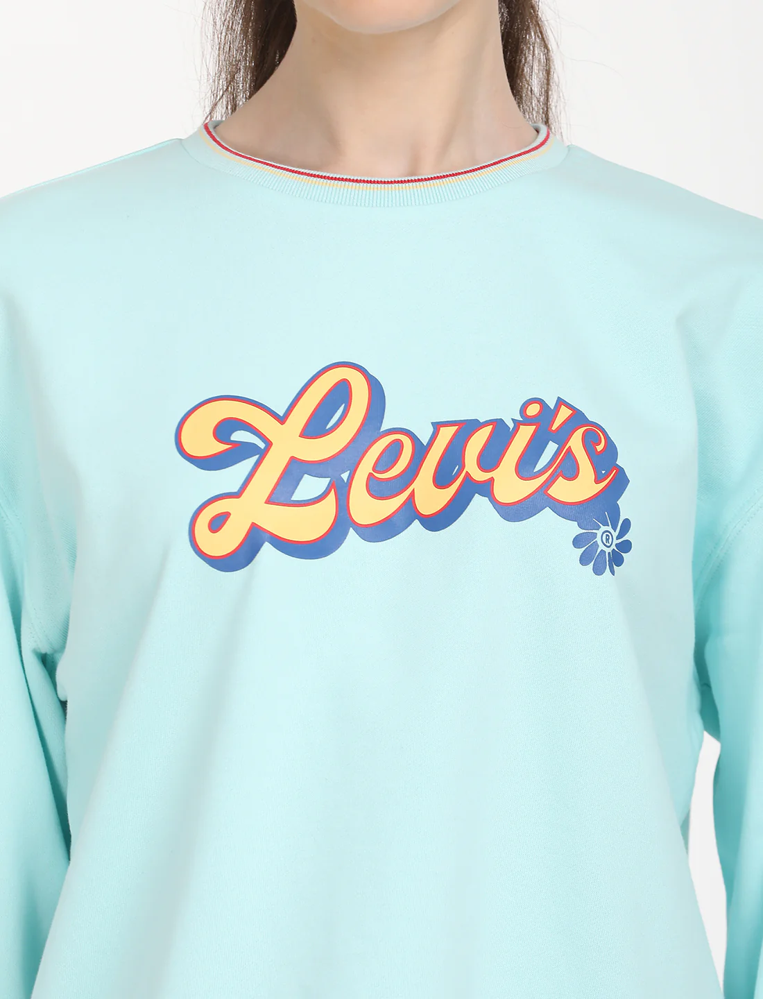 Women's Brand Logo Light Blue Crew Neck Sweatshirt - Image 4