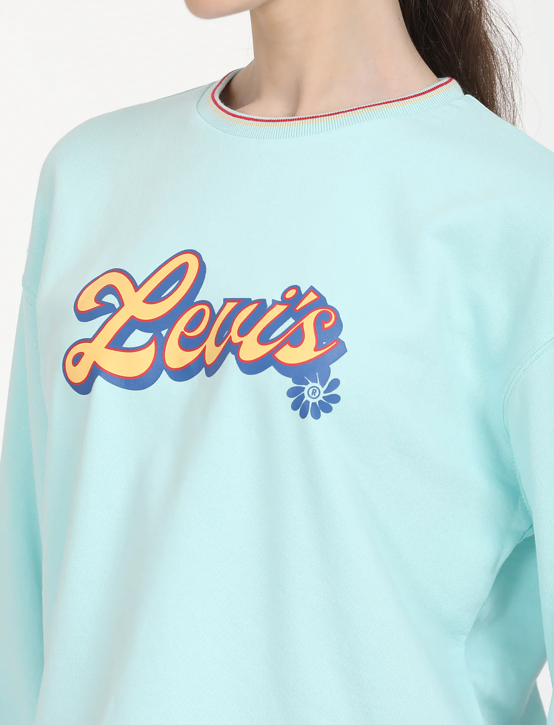 Women's Brand Logo Light Blue Crew Neck Sweatshirt - Image 5