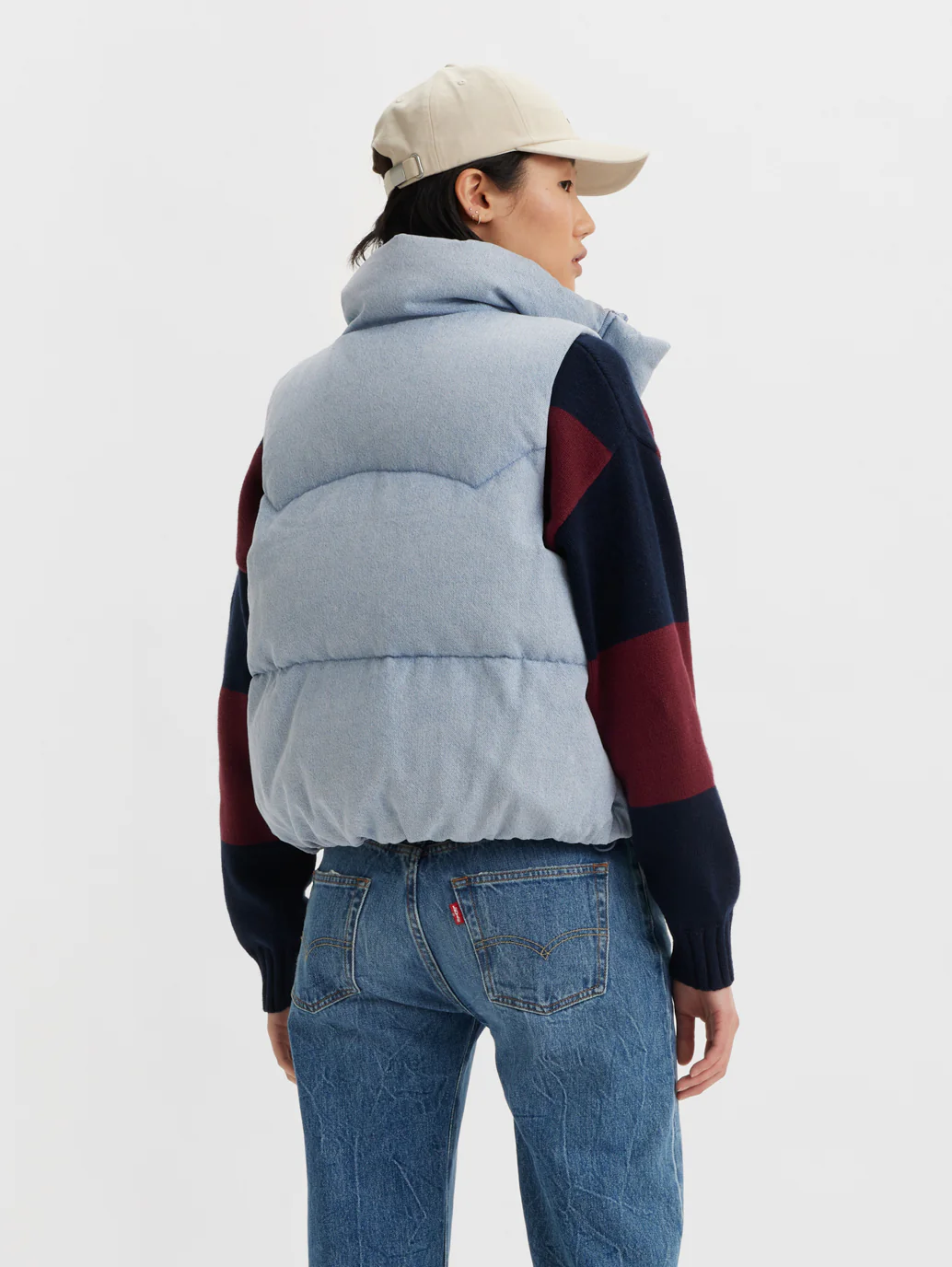 Women's Solid Light-Blue Gilet Jacket - Image 5