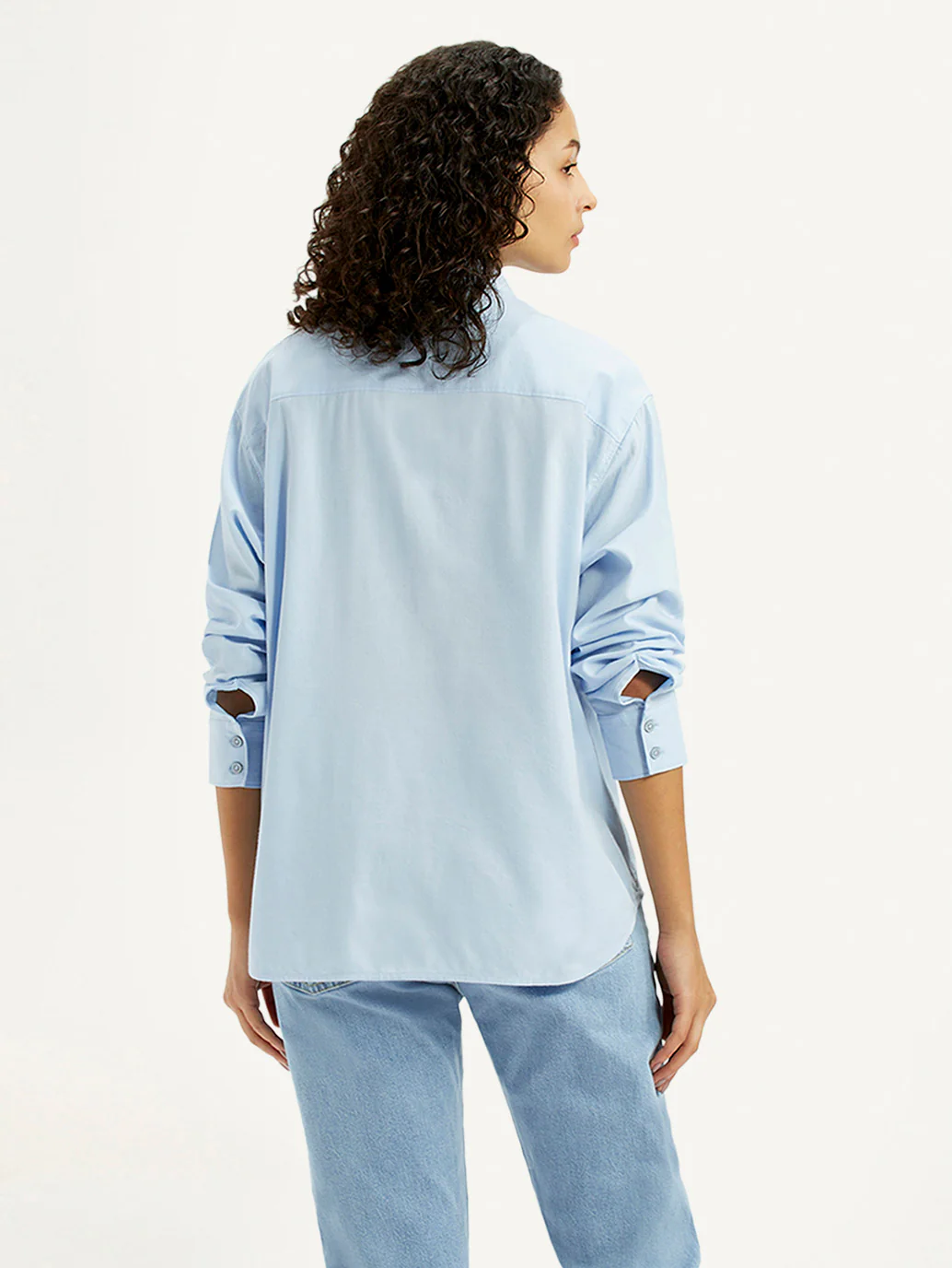 Women's Solid Light Blue Relaxed Fit Shirt - Image 3