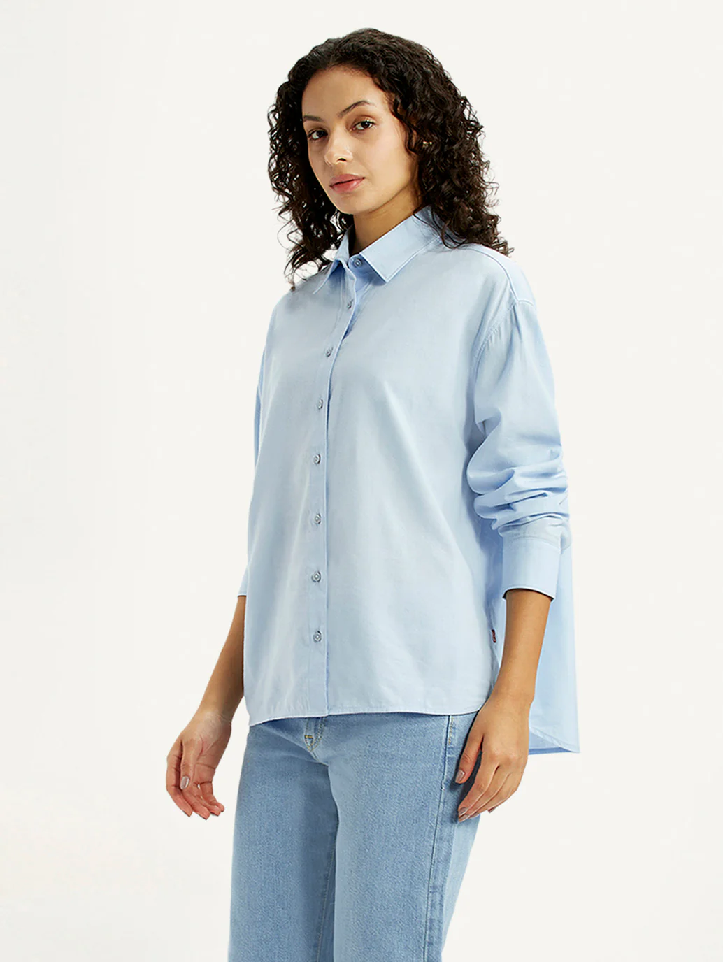 Women's Solid Light Blue Relaxed Fit Shirt - Image 5