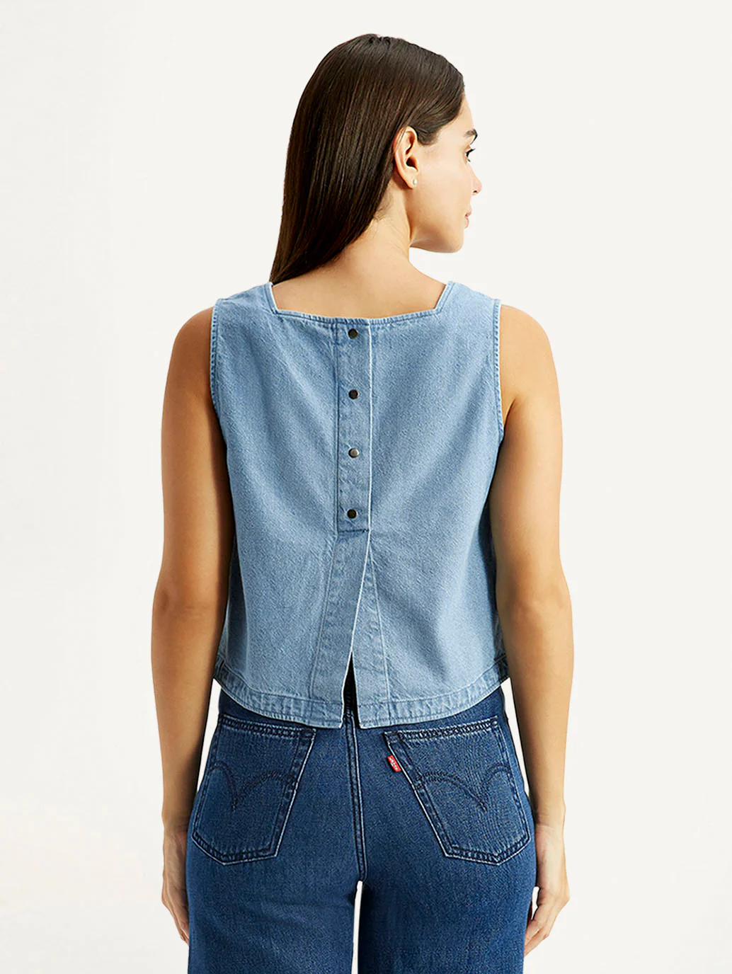 Women's Solid Indigo Square Neck Top - Image 3