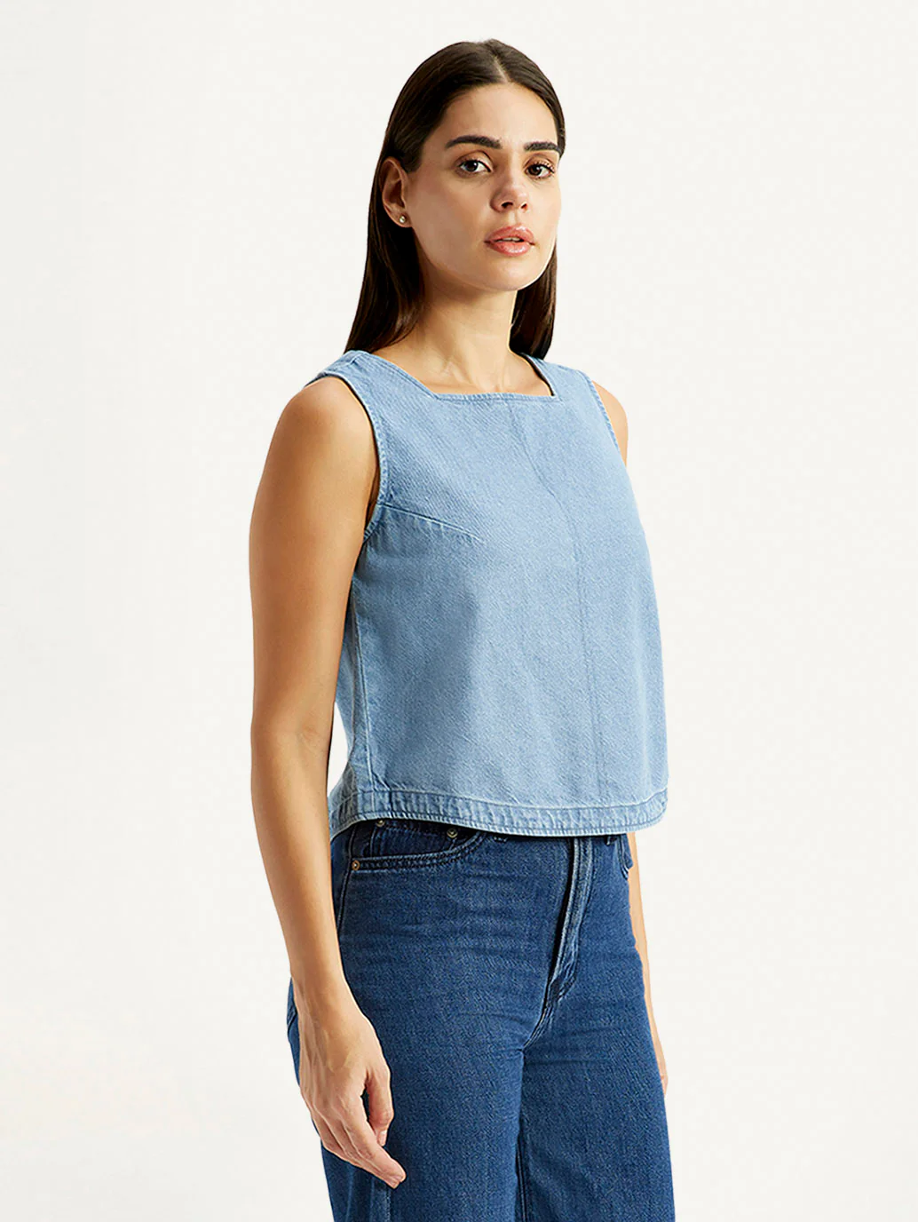 Women's Solid Indigo Square Neck Top - Image 5
