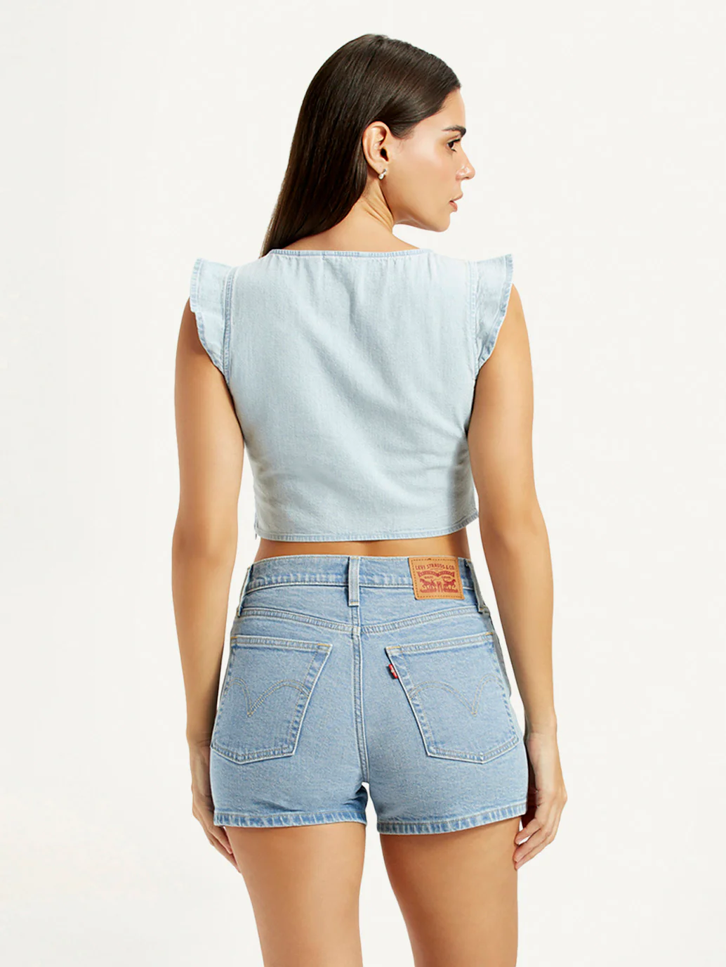 Women's Solid Light-Blue V-Neck Top - Image 3