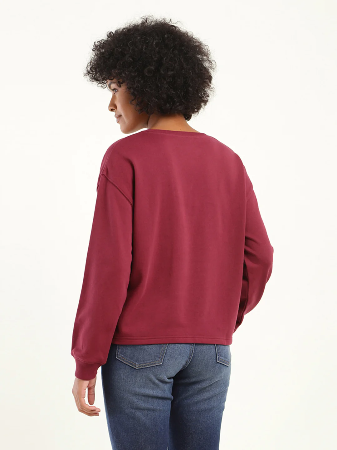 Women's Graphic Maroon Crew Neck Sweatshirt - Image 3