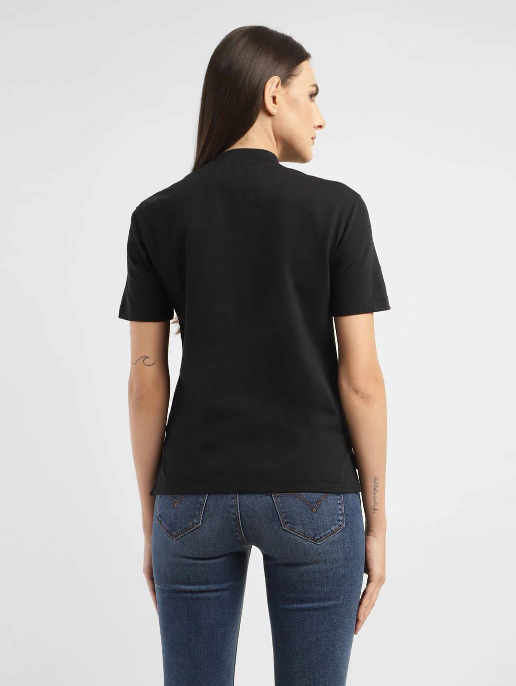 Women's Solid Mock Neck T-shirt - Image 3