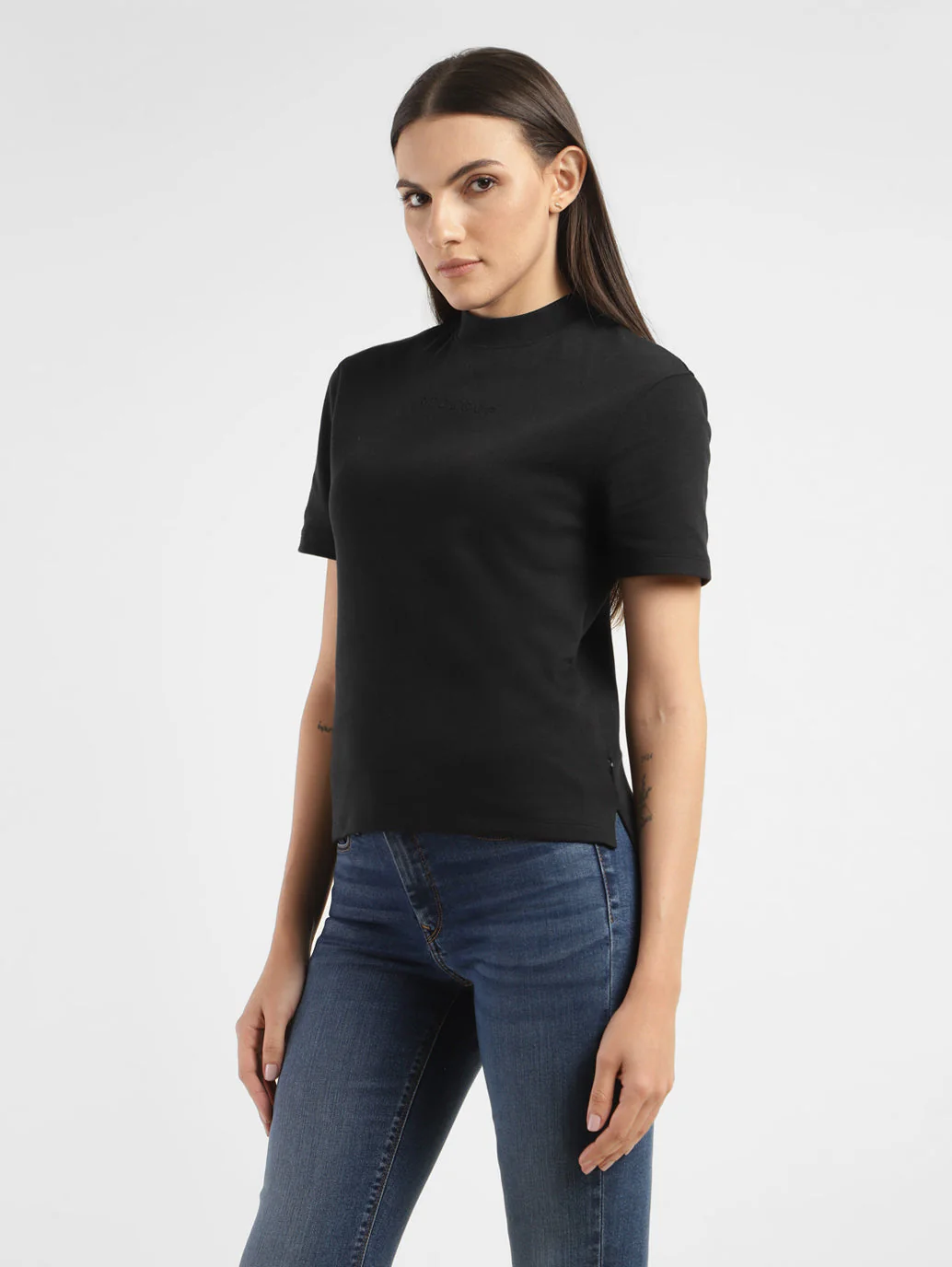Women's Solid Mock Neck T-shirt - Image 4