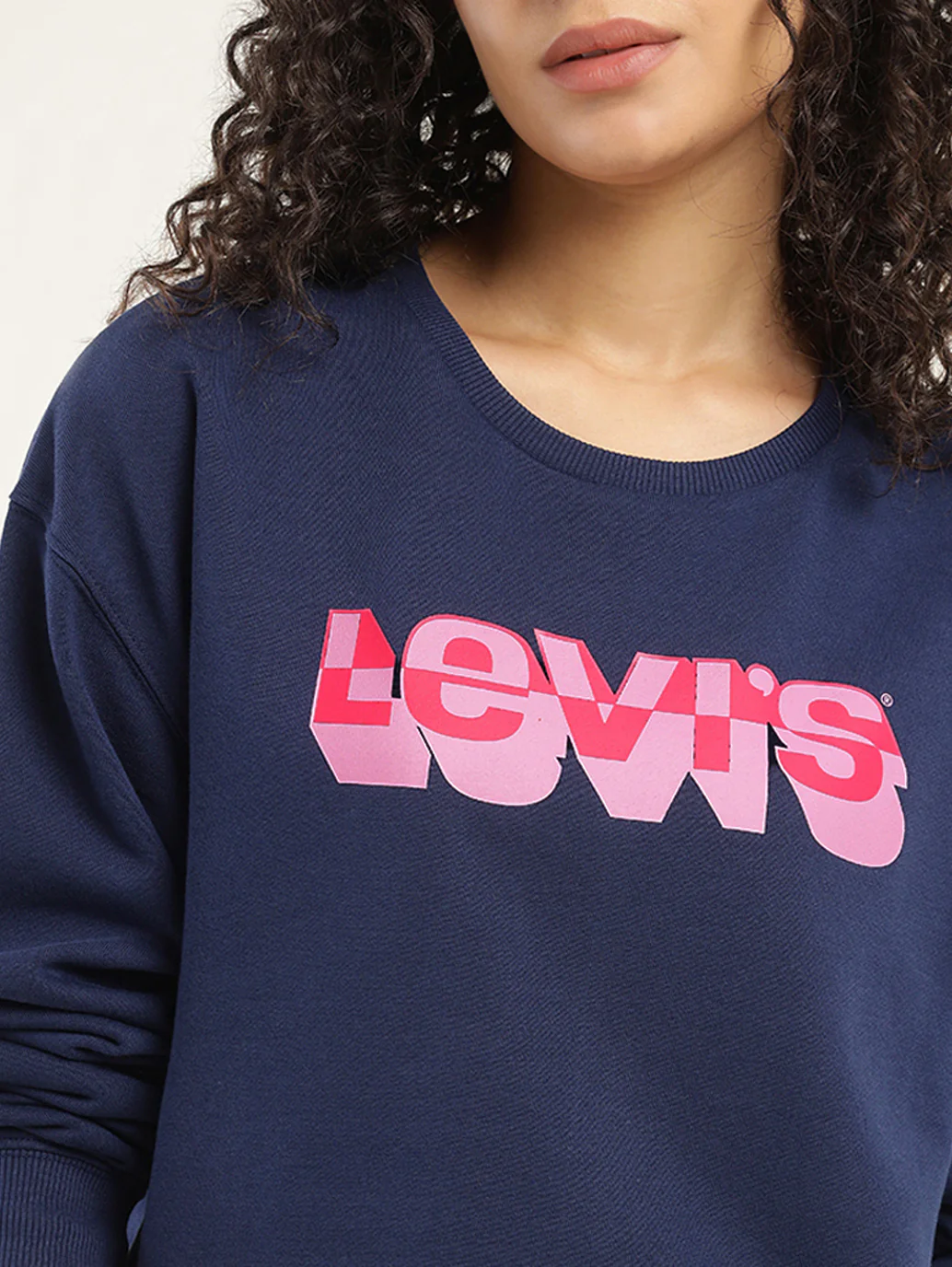 Women's Brand Logo Navy Crew Neck Sweatshirt - Image 4
