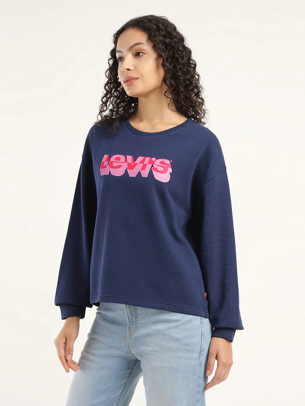 Women's Brand Logo Navy Crew Neck Sweatshirt - Image 5