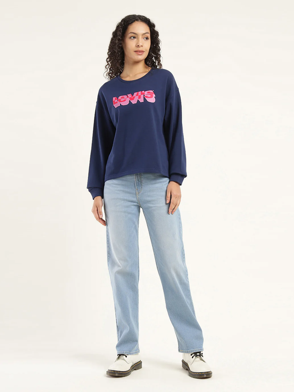 Women's Brand Logo Navy Crew Neck Sweatshirt - Image 6